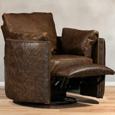 Chisum Barrel Red Oak Swivel Recliner