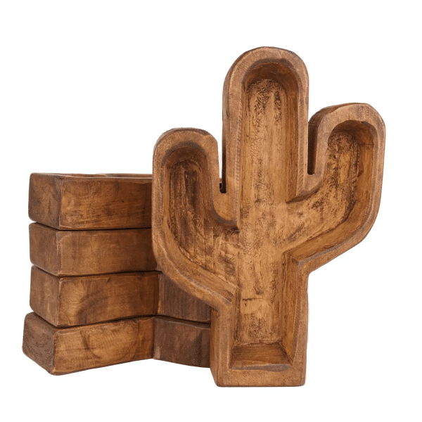 Wood Cactus Bowl
