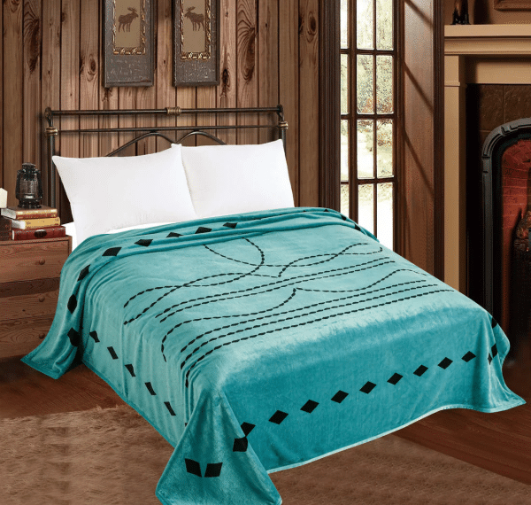 Mia Throw Blanket Turquoise Boot Stitch