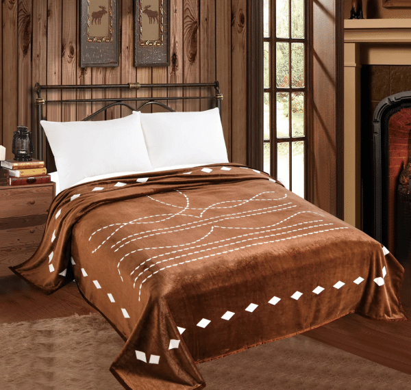 Mia Throw Blanket Brown Boot Stitch