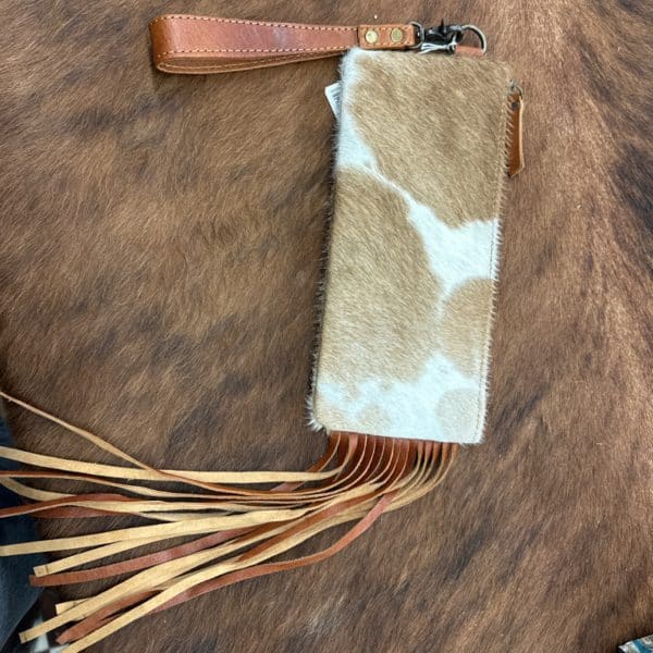 Cowhide + Fringe Wristlet