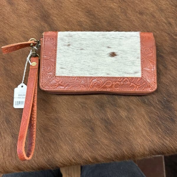 Leather + Hide Zipper Wristlet