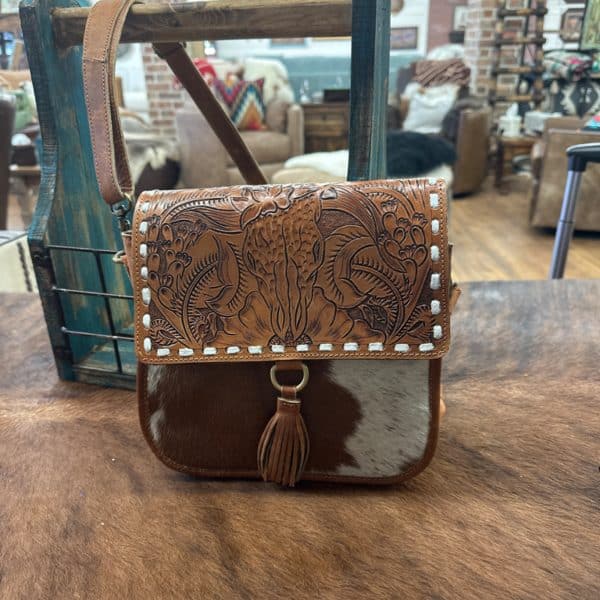 Tooled Leather Flap Purse