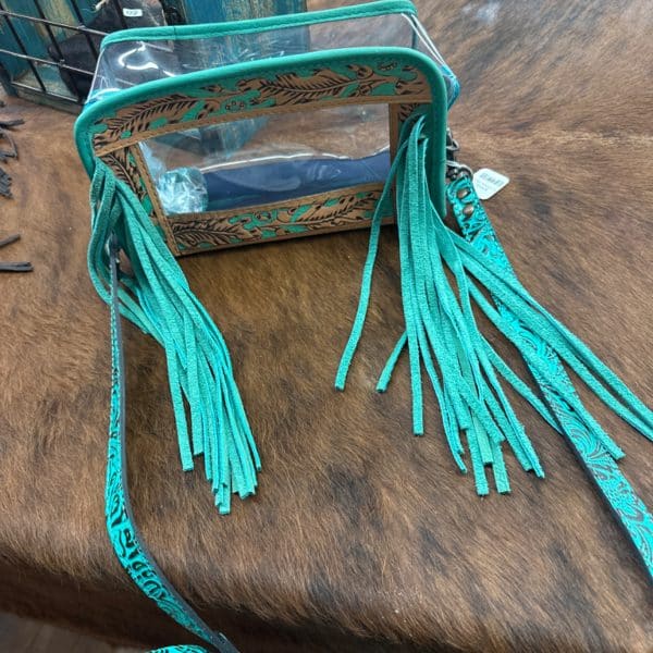 Leather + Fringe Clear Purse