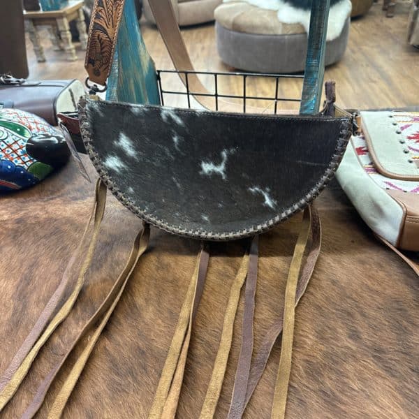 Half Moon Leather + Hide Shoulder Bag