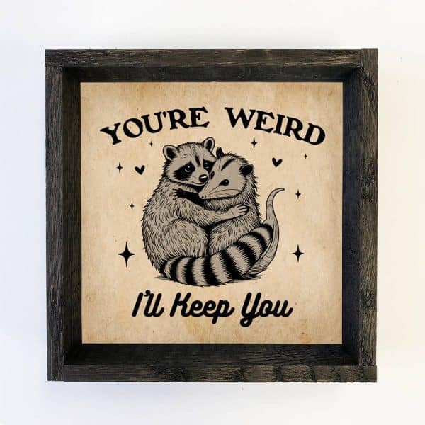 You're Weird Raccoon Possum - Cute Animal Canvas Art - Frame: 6x6" Mini Canvas Art with Wood Box Frame