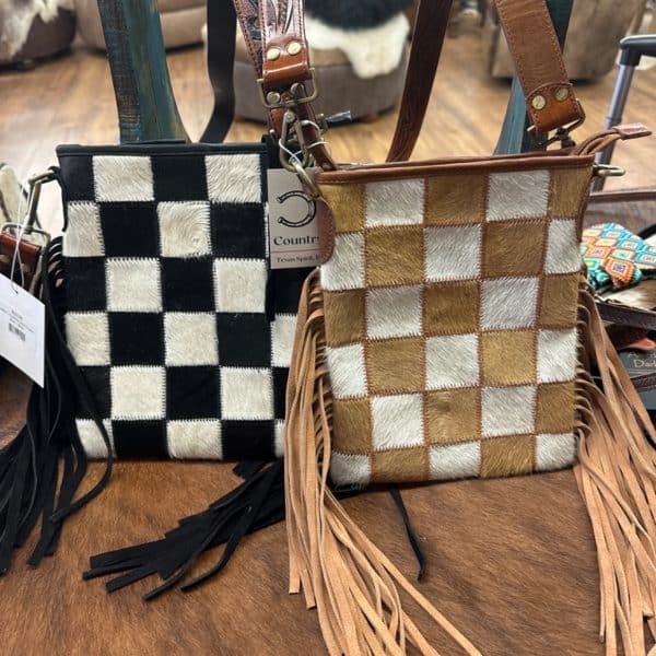 Leather + Cowhide Patch Crossbody Purse