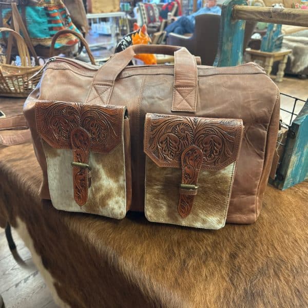 Leather + Hide Weekender Duffel Bag