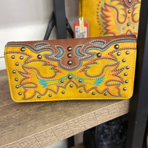 Montana West Embroidered Mustard Wallet