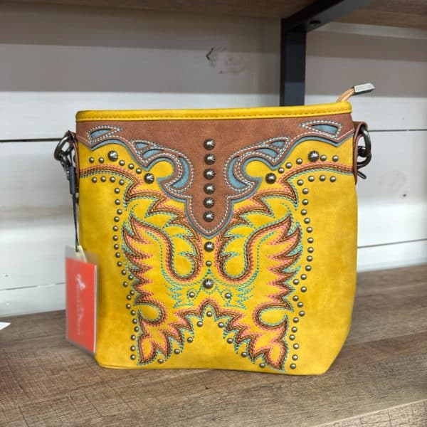 Montana West Embroidered Mustard Crossbody Bag
