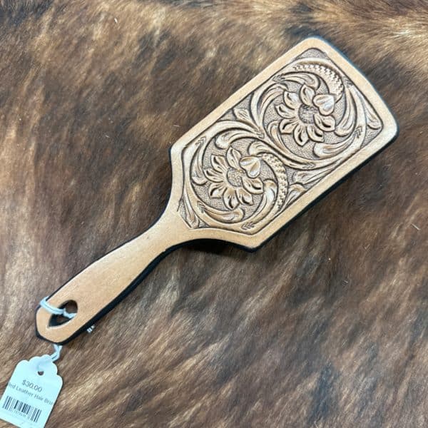 Tooled Leather Hair Brush