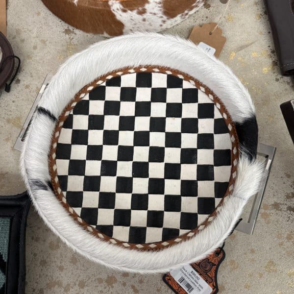 Black + White Hide With Checkered Leather Tray