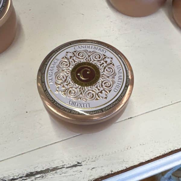 Smoldering Vanilla Teakwood Travel Tin by The Candleberry Candle Company