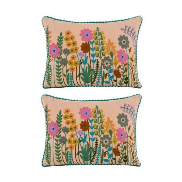 Floral Corduroy Cushion 14X20