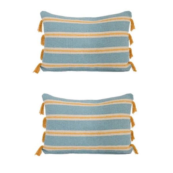 Cotton Stitching Lumbar Pillow 16X24