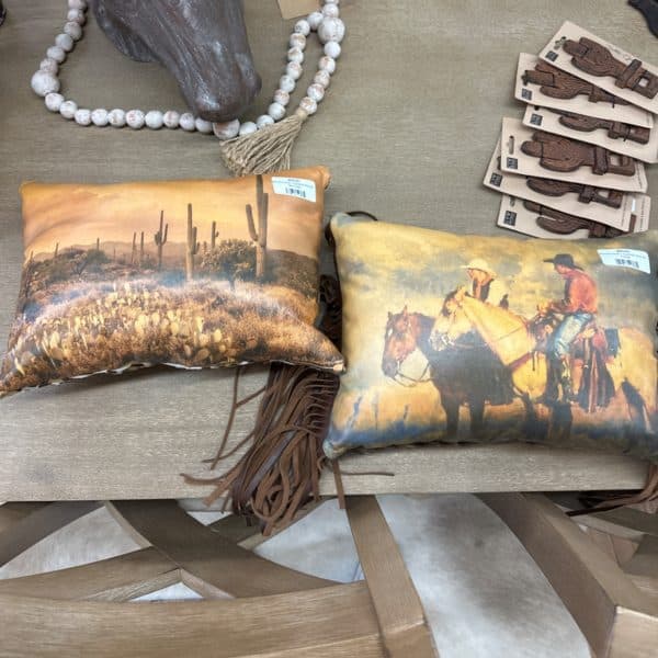 Western Print + Cowhide Mini Pillow