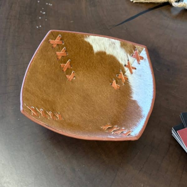 Cowhide + Leather Small Bowl