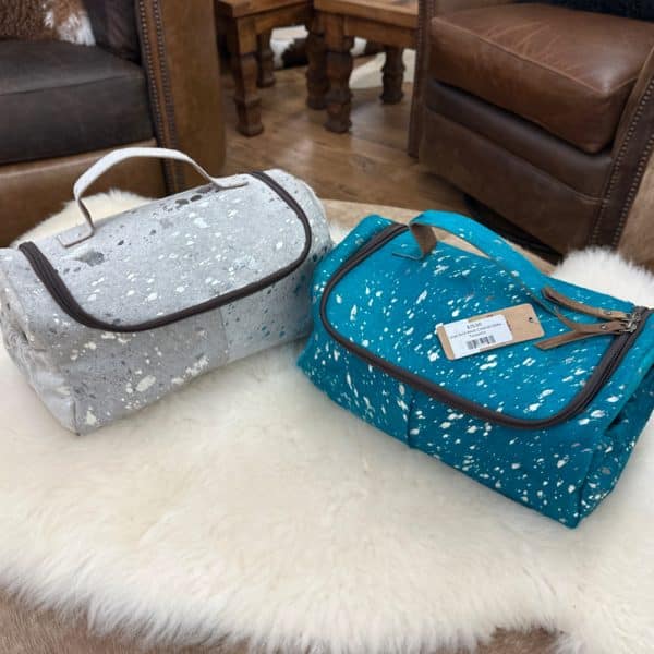 Large Acid Wash Cowhide Makeup Bag