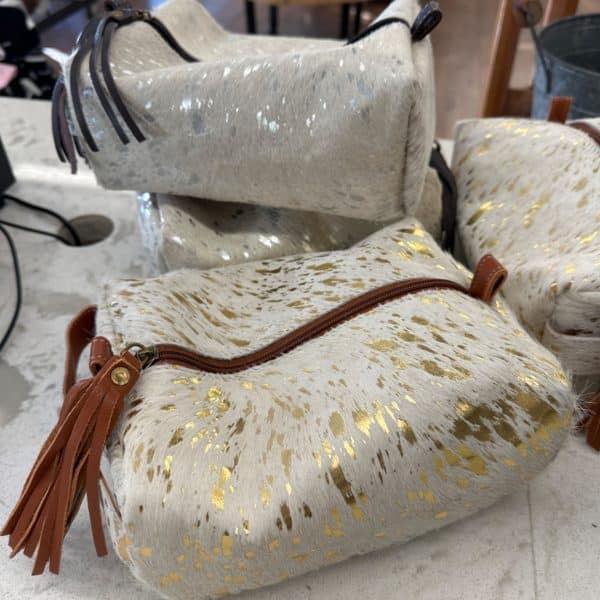 Medium Acid Wash Cowhide Makeup Bag