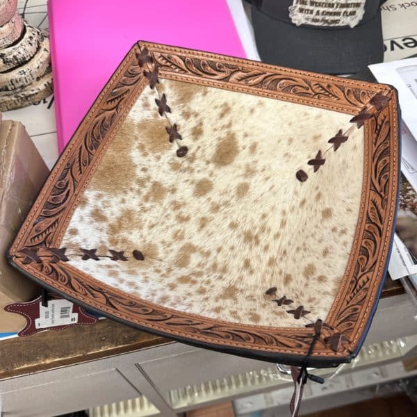 Large Tooled Leather Bowl