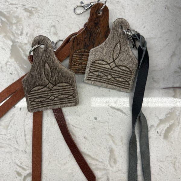 Cowhide Eartag Keychain