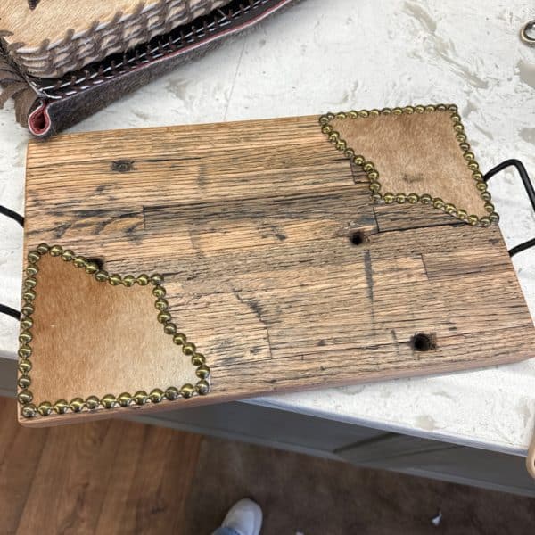 Wood And Hide Gold Studded Tray