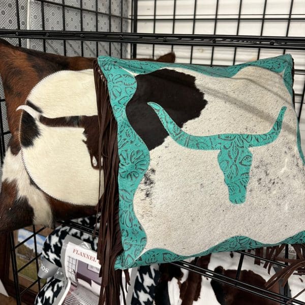Cowhide Longhorn Pillow