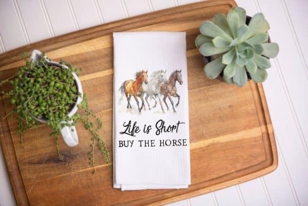 Buy the Horse Kitchen Towel, Horse Home Decor Equestrian: Transparent Cellophane Sleeve