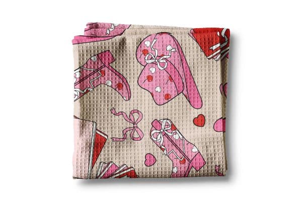 Valentine Heart XOXO Western Cowgirl Kitchen Towel Waffle