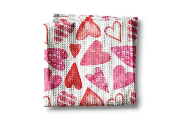 Valentine Heart XOXO Galentine Kitchen Towel Waffle Baking