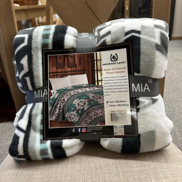 Mia Super Soft Flannel Fleece Blanket Green Aztec