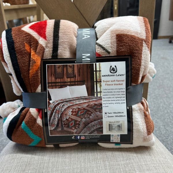Mia Super Soft Flannel Fleece Blanket Western Aztec