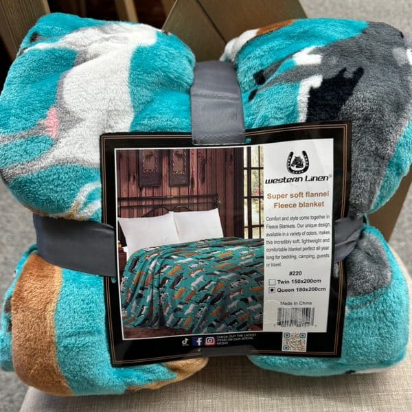 Mia Super Soft Flannel Fleece Blanket Turquoise Cattle