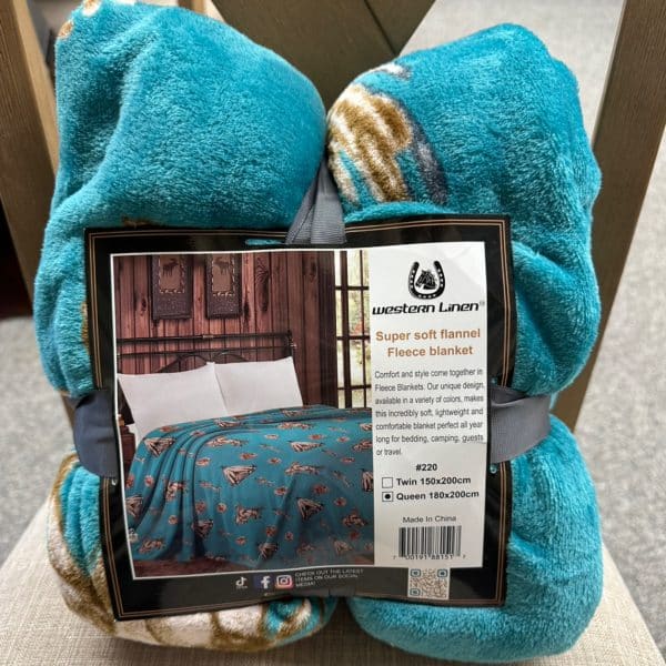 Mia Super Soft Flannel Fleece Blanket Cowboy Teepee