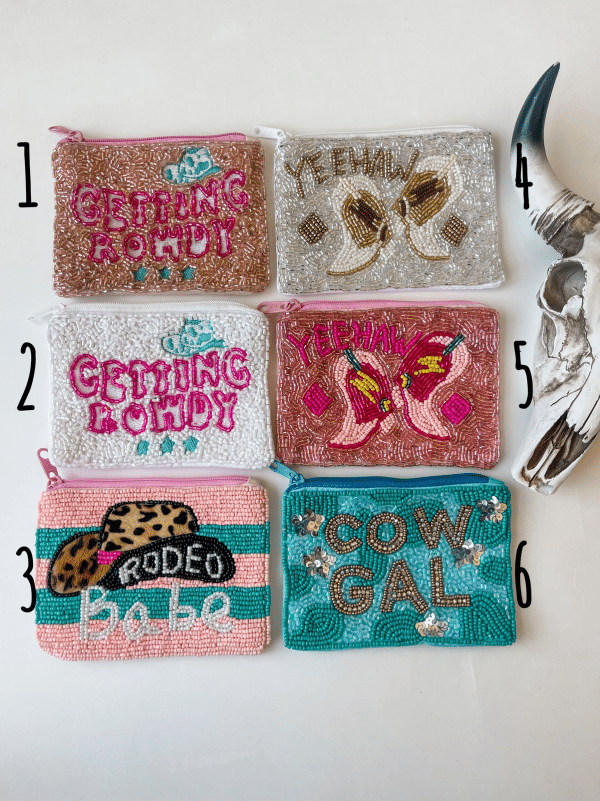 Western Beaded Coin Money Pouch: 5 - YEEHAW PINK