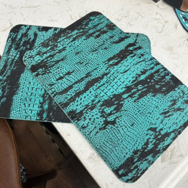 Turquiose Alligator And Cowhide Placemat