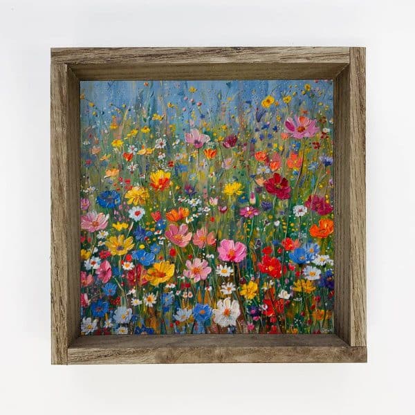 Flamboyant Flowers - Flower Canvas Art - Wood Framed Art: 6x6" Mini Canvas Art with Wood Box Frame