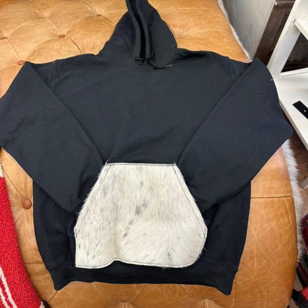 Black Cowhide Pocket Hoodie