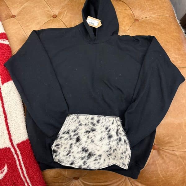 Kids Black Cowhide Pocket Hoodie