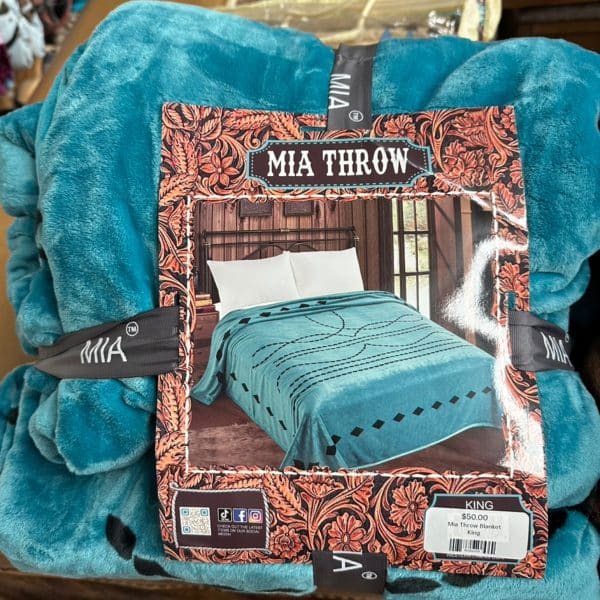 Mia Throw Blanket Turquoise Boot Stitch