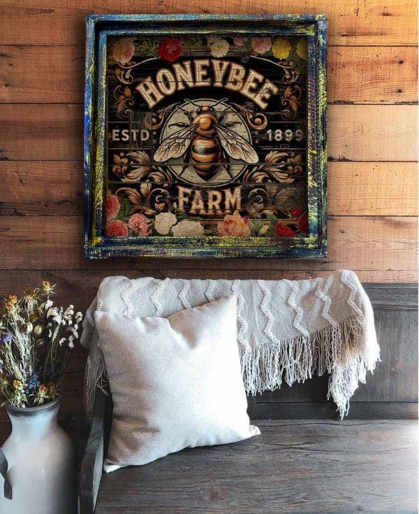 Honeybee Farm - Square Framed Artwork: Extra Small - 10"