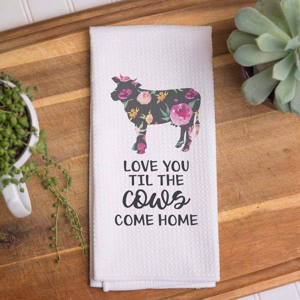 Love You Kitchen Towel, Farmhouse Dish Towel, Farm Towel: Transparent Cellophane Sleeve