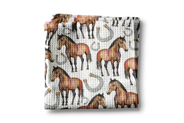 Horse Pony Equestrian Tack Kitchen Towel Waffle Gifts Farm