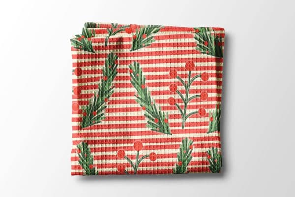 Christmas Retro Kitchen Tea Towel Waffle Holiday Baking: Transparent Cellophane Sleeve