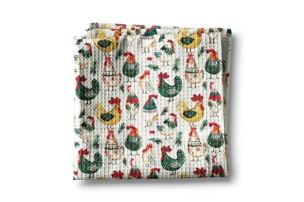 Christmas Chicken Collage Farmhouse Homestead Kitchen Towel