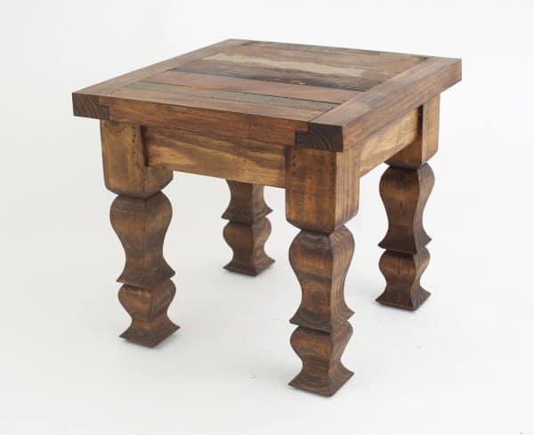 Reclaimed Wood End Table-Repurposed-18x18x17H inches: Waxed (brown)