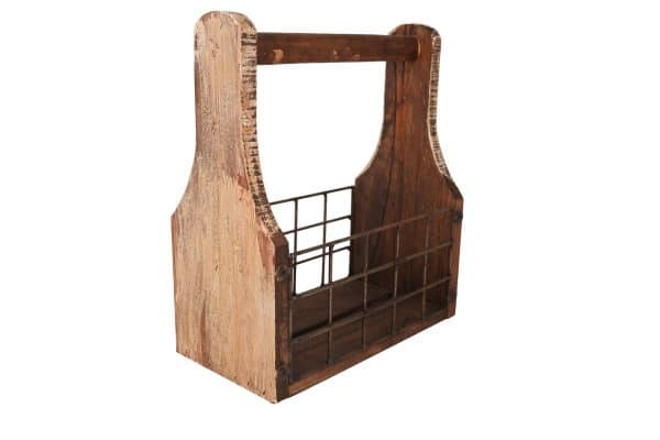 Farmhouse Wooden Tray-Magazine Holder-7Wx13Lx14H inch: Antiqued White
