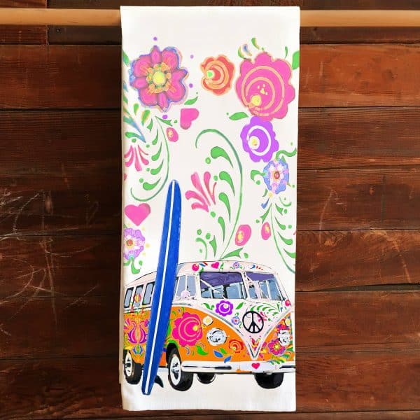 VW Surf Bus Kitchen Tea Towel Flour Sack Cotton