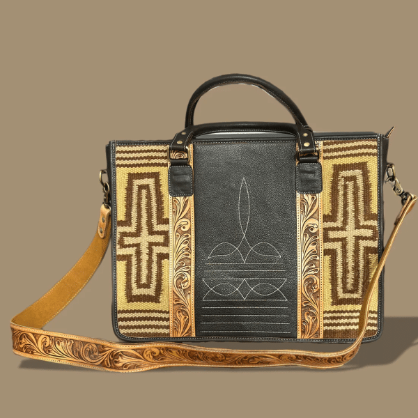 Cuttinup Gear Embossed Leather And Saddle Blanket Briefcase