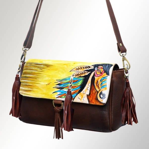 Hand Painted Genuine Western Leather Crossbody